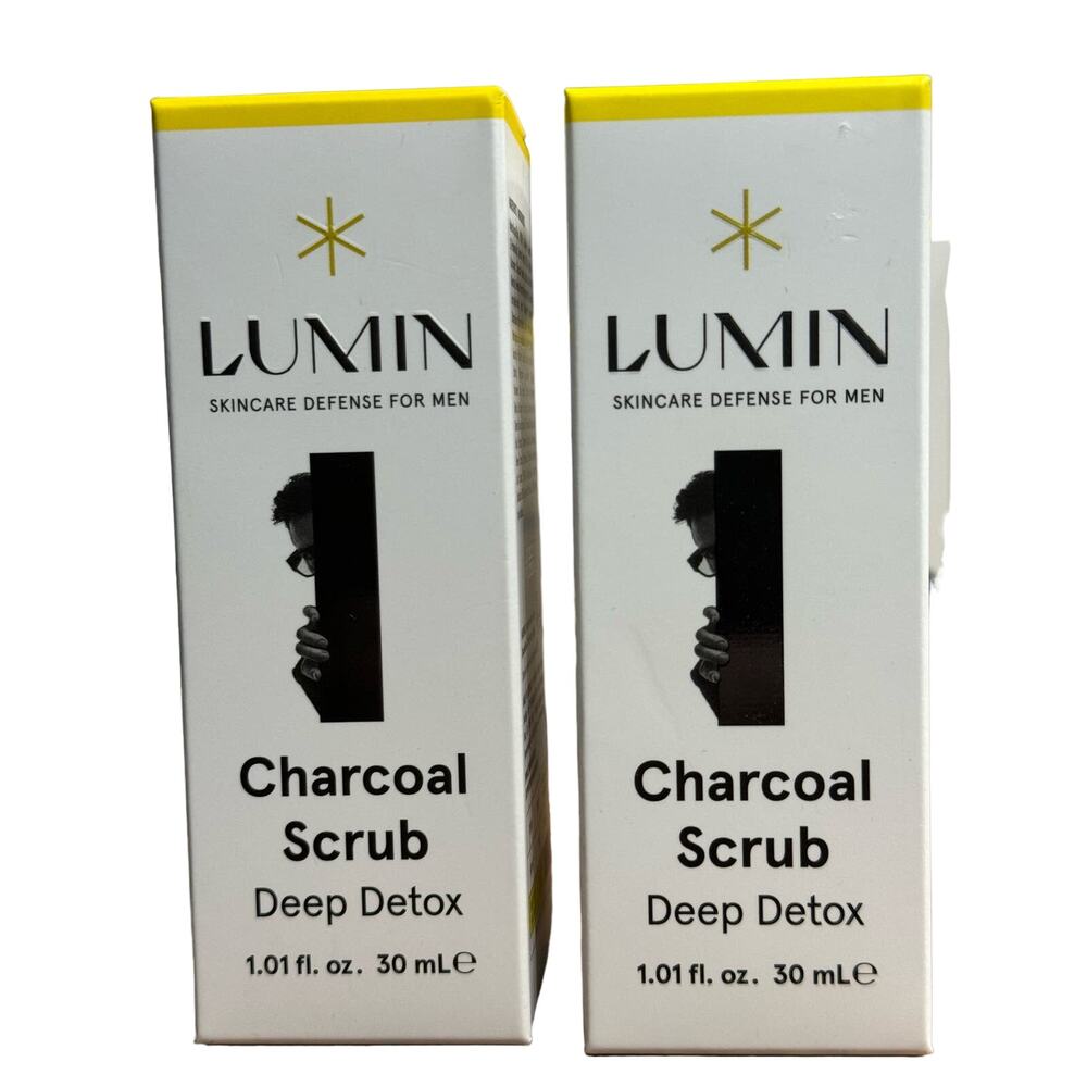 Lumin Men’s Skincare Defense Charcoal Scrub Deep Detox 1.01 fl oz 30mL LOT of 2